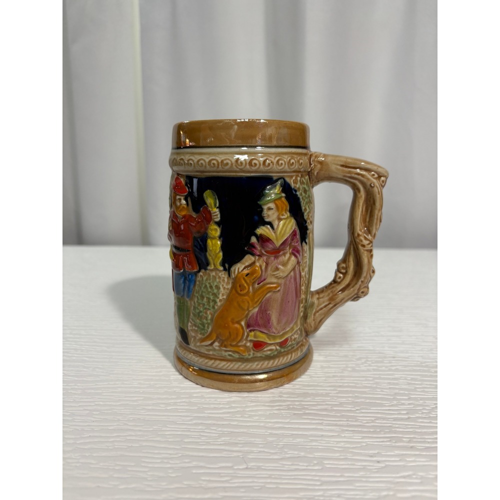 Vintage Ceramic Beer Stein‎ Made in Japan Alpine Cabin Relief Scene Mug S0035